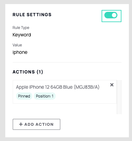 screenshot of the rule settings when creating a search pin